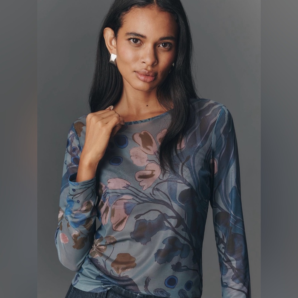 By Anthropologie Sheer Mesh Top